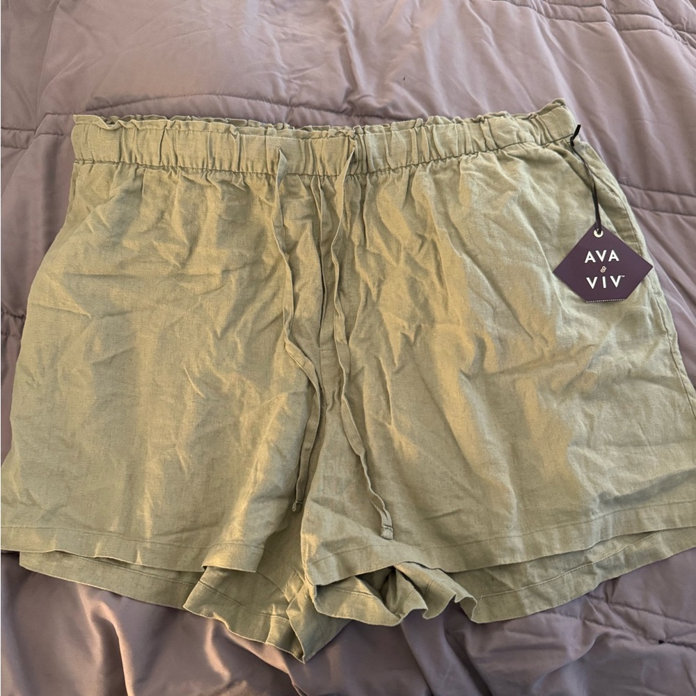 Ava & Viv Women's High Waist Khaki Shorts